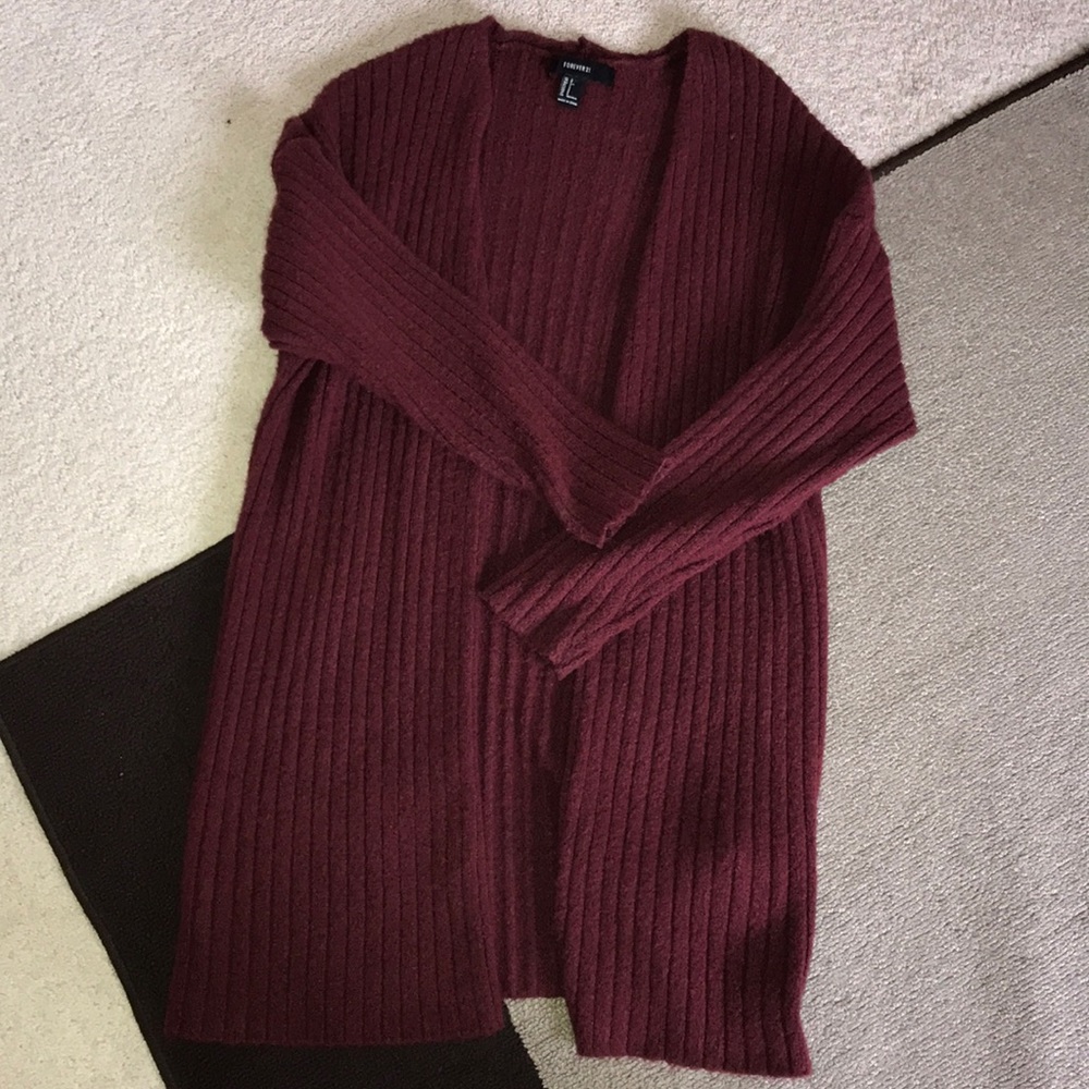 Warm Maroon Cardigan - FOREVER 21